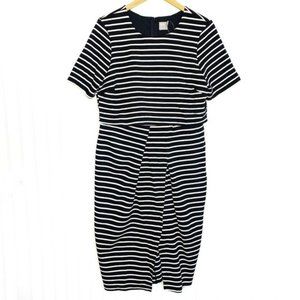 ASOS Black White Stripe Overlay Knit Midi Dress